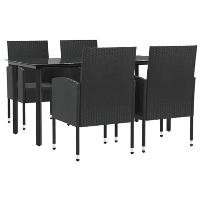 Immagine prodotto di vidaXL Set da pranzo da giardino 5 pezzi in polirattan nero e acciaio