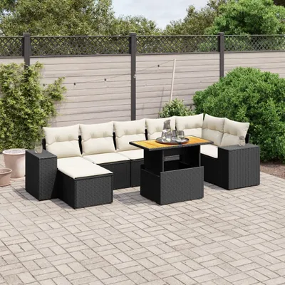 Produktbild von 8-tlg. Garten-Sofagarnitur - mit Kissen Schwarz Poly Rattan - Gartenmöbelset 3275933