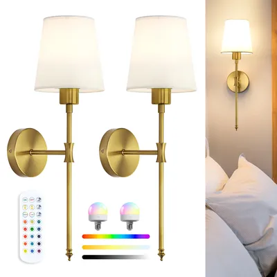 Productafbeelding van LuminexDesigns Wandlamp, binnen, oplaadbare LED wandlamp zonder stroomaansluiting, RGB, wit
