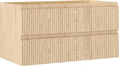 Produktbild von Mexen Rivel Badezimmerschrank für Waschbecken 90 cm, 2 Schubladen, geriffelt, Eiche - 91A20-09047-2-BFF81