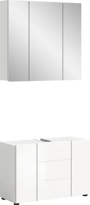 Produktbild von Badezimmer-Set >Vira< in Weiß Hochglanz - 82x190x34cm (BxHxT)