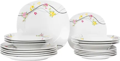 Obrázok produktu pre 18-dielny jedálenský servis sada riadu jedálenská súprava riad 6 osôb jedálenský servis sada tanierov porcelán