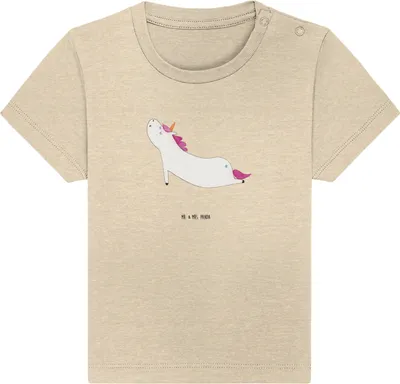Produktbild von Mr. & Mrs. Panda  T-Shirt Einhorn Yoga 0. - 6. Monat - Natural Raw - Geschenk, Baby Shirt, Sport, Einhörner, Babyshirt, Kurzarmshirt, Unicorn, Witzig, Namaste