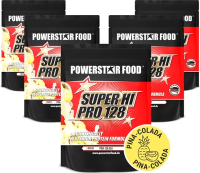 Produktbild von Powerstar SUPER HI PRO 128 | Mehrkomponenten Protein-Pulver 5x1kg | Höchste Biologische Wertigkeit | Protein-Shake zum Muskelaufbau | Pina Colada