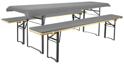Produktbild von Bierbanktischset Bankkissen Tischdecke - 3-teilig - Polyester-Baumwolle - Anthrazit - 220 x 25 cm Bankkissen, 240 x 70 cm Tischdecke
