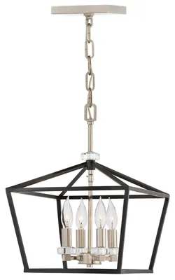 Zdjęcie produktu dla Żyrandol Stinson czarny-polerowany nikiel 4xE14x60W kryształ wym:202,2x33x33cm IP20 Quintiesse