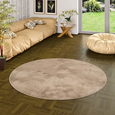 Produktbild von Luxus Super Soft Hochflor Langflor Teppich Deluxe Taupe Rund, Größe:200 cm Rund