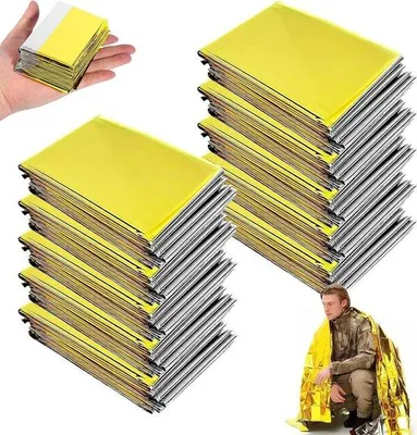 Productafbeelding van Reddingsdeken, 10 stuks, goud-zilver, 210x130 cm, nooddeken