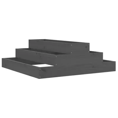 Image de Jardinière Gris 80x80x27 cm Bois massif de pin