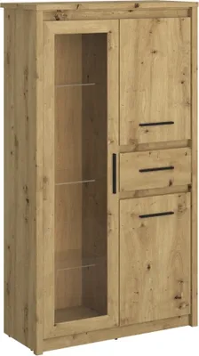 Obrázok produktu pre Kondela Trojdverová vitrína so zásuvkou Airon 2D1W1S N - dub artisan