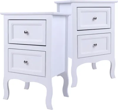 Obrázok produktu pre FCH 2 ks nočné stolíky, doplnkové skrinky, každá s 2 zásuvkami, doplnkové stolíky, 40,00 x 30,00 x 60,00 cm