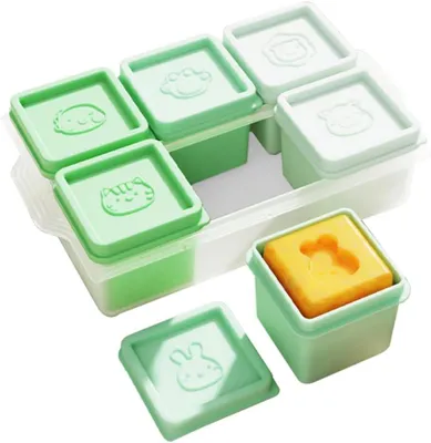 Imagen del producto de Contenedores de silicona para congelar con tapa, juego de 6 unidades, 110 ml, apilables, ideales para bebidas y snacks