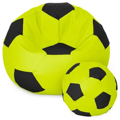 Produktbild von Fußball Sessel mit Füllung EPS Perlen Sitzsack Beanbag Sitzkissen 40cm Limettenschwarz Sitzkissen Kissen Sitzsäcke Wohnzimmer Sitzsackbezug Gamer