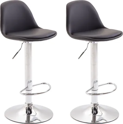 Produktbild von TPFLiving 2er Set Barhocker Kilian Gestell Metall in Chromoptik Vollgepolstert Kunstleder  Schwarz