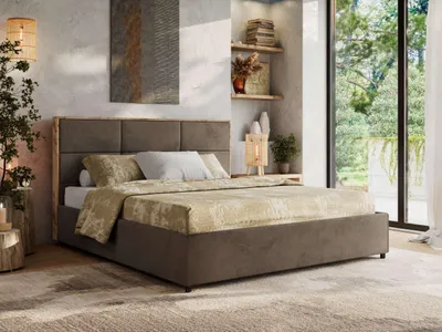 Produktbild von MKS MEBLE Polsterbett LERIO CLASSIC 200x200 cm mit Bettkasten & Stauraum, inkl. Lattenrost, Gasdruckfeder Metall-Lift, Doppelbett wahlweise mit Matratze - Braun Velvet