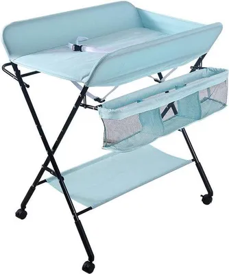 Productafbeelding van Inklapbare commode - Baby verzorgingstafel - Baby verschonen - In hoogte verstelbaar - 80 x 66 x 98 cm - Lichtblauw