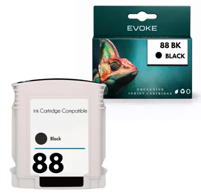 Obrázek produktu pro Evoke, inkoustové kazety, kompatibilní s HP 88 XL C9396AE, černá barva, objem 69 ml, kompatibilní s tiskárnami OfficeJet Pro K5400, K8600, L7480, L7500 a L7600, Obrázek vytvořený pomocí AI