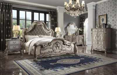 Produktbild von Schlafzimmer Komplett Set Königliches Barock Bett Schminktisch Nachttisch 6 tlg.