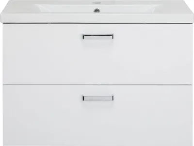 Image de Astor ensemble de meubles de salle de bains 80 cm avec lavabo, blanc brillant