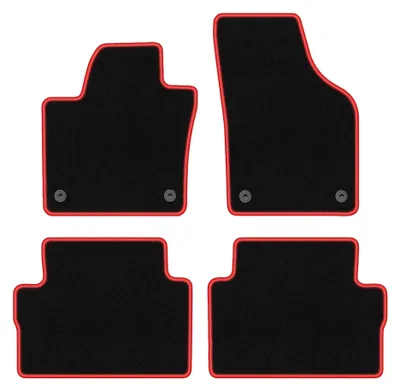 Productafbeelding van Velours automatten voor Seat Alhambra II 2010-2018 (MPV) – 4-delig, zwart/rood, op maat – Wielganizator CARLUX
