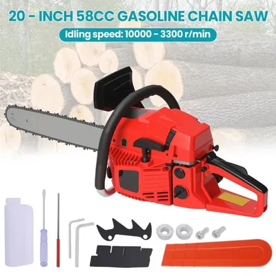 Image de Scie à chaîne essence - Moteur 2 temps - 58 cm³ - 2400 W - Lame de 51 cm - Lubrification automatique de la chaîne - Rouge