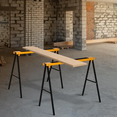 Produktbild von SUGIFT Sägebock Unterstellbock Stahl rutschfest, Arbeitsbock klappbar, Orange Schwarz  |  2er-Set  |  125 kg  |  99,5 x 50 x 78 cm