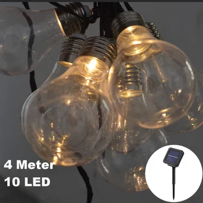 Produktbild von 10 LED / 4 Meter Solar Lichterkette Glühbirnen Deko Warm-Weiß Solarbetrieben zum Schmücken Deko Party Licht Beleuchtung