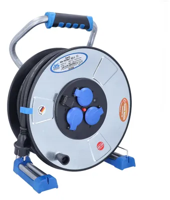 Obrázek produktu pro MI kabelová svitková cívka, délka 40 m, typ H07RN-F, 3G2,5, krytí IP44, pro venkovní použití, s 3 zásuvkami a USB portem