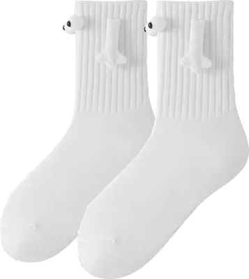 Produktbild von 1 Paar Paarsocken mit magnetischer Saugnapf-Motiv, lustige Paarsocken mit großen Augen, Paar-Händchenhalten, lustige Socken, mittelhohe Socken, süße Socken, lustige Geschenke für Frauen und Männer