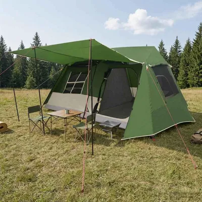 Produktbild von PUEAZU Tunnelzelt Grün 400 x 278 x 182 cm - Campingzelte &25504
