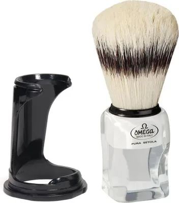 Immagine prodotto di Pennello da barba Omega in setole di maiale con effetto pelo di tasso trasparente + standard 11 cm