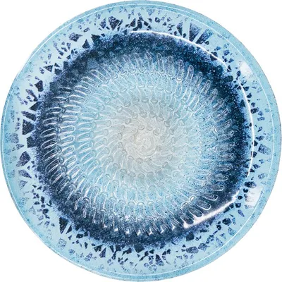Produktbild von Kaladia Keramik Reibeteller Blau mit Muster - zum Zerkleinern von Zutaten - 12cm - spülmaschinenfest