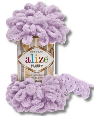 Immagine prodotto di Alize 1x 100 g Puffy Lana, tinta unita, uncinetto, lavoro a maglia (Lilla chiaro - 27)