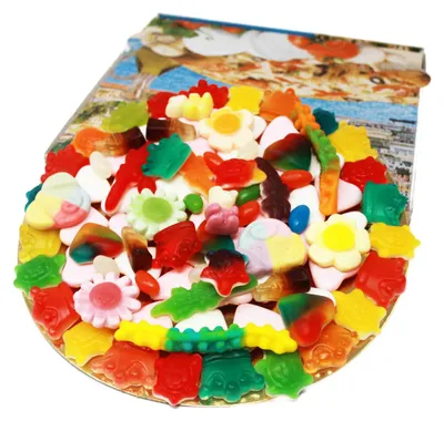 Produktbild von Fruchtgummi Fantasie Pizza im Pizzakarton luftdicht verschweißt 500g