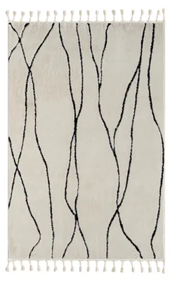 Obrázek produktu pro Koberec MY-RUG, Linnea, 200x140, bílý, koberec s vysokým vlasem, moderní, marocký design, nadýchaný měkký, skandinávský vzor, obdélníkový tvar