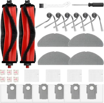 Produktbild von 30 Stück Zubehörset für Roborock Q7 M5+ / Q7 L5+ Staubsauger, 2 Hauptbürsten 6 Staubbeutel 4 Filter 4 Wischtücher 6 Seitenbürsten 6 Flach-Duftstein 1 Reinigungsgeräte, Ersatzteile