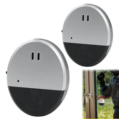Produktbild von 2* Tür- und Fenster-Vibrationsalarm, Home Sensor Alarm, Lange Standby-Zeit, 130 dB, , 6,4 x 5,1 x 1 cm, Silber