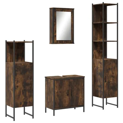 Produktbild von 4-tlg. Badmöbel-Set Räuchereiche Holzwerkstoff