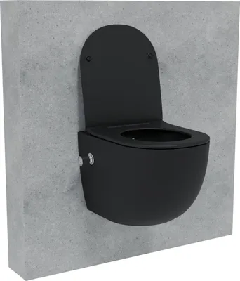 Produktbild von HAGO24 2in1 Hänge WC Bidet Tornadospülung Spülrandlos Softclose Duroplast WC Sitz Lang Lotuseffekt Abnehmbar Keramik Kurzausführung Schwarz 54cm