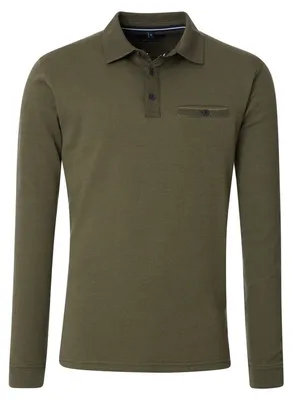 Produktbild von CASAMODA Herren Poloshirt Langarm Polokragen Regular Olivgrün L