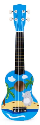 Obrázek produktu pro EcoToys MF019H Dětská dřevěná kytara se 4 nylonovými strunami a trsátkem, modrá
