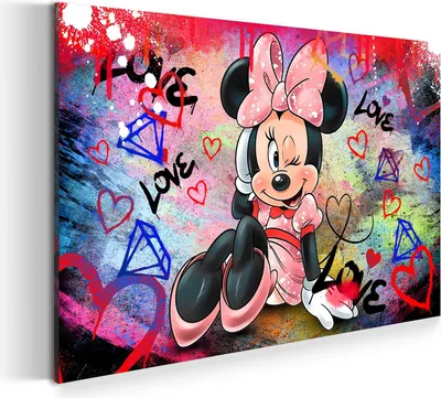 Produktbild von Minnie Pop Art Beautiful Maus Wandbild Leinwandbild Kunst Deko XL: 150x100x4cm
