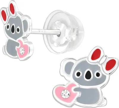 Produktbild von Kinder Ohrringe Ohrstecker 925 Sterling Silber Koala mit Herz
