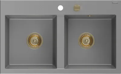 Image de Mexen Hektor évier en granit, 2 compartiments, 800 x 480 mm, gris, siphon or - 6521802000-71-G