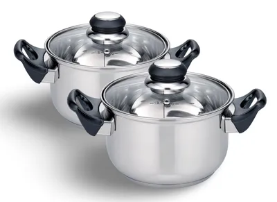 Produktbild von 2x Edelstahl Kochtopf "Turin" 16cm kleine Kochtöpfe Küche Töpfe Topf Set 2 Stück