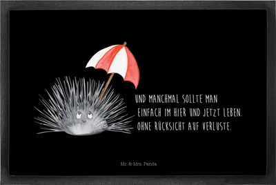 Produktbild von Mr. & Mrs. Panda fußmatte Seeigel 40 x 60 cm - Schwarz - Geschenk, Bodenvorleger, Selbstliebe, Achtsamkeit, Meer, Selbstakzeptanz, abstreifer, Leben, Lebe, Fußabtreter