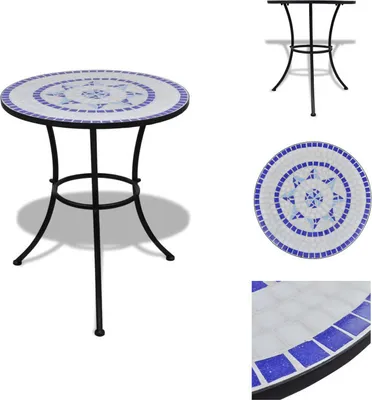 Zdjęcie produktu dla vidaXL Stolik bistro niebiesko-biała mozaika 60 cm - Stoły ogrodowe