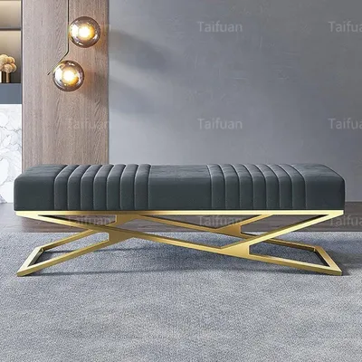 Immagine prodotto di Panca imbottita in velluto, color grigio scuro, dimensioni 120x38x42 cm
