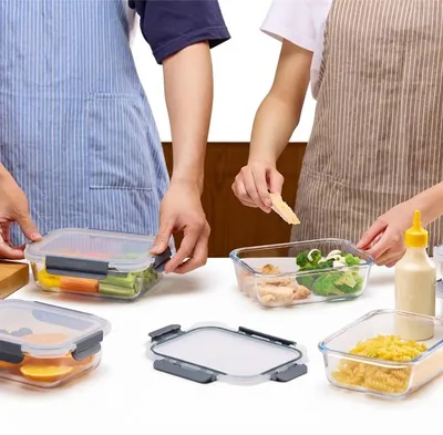 Immagine prodotto di VonShef Set di 10 Contenitori in Vetro con Coperchio, 1050 ml e 370 ml, Contenitori per Alimenti Senza BPA