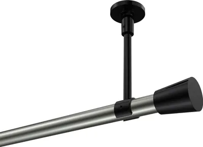 Produktbild von Interdeco Gardinenstange / Vorhangstange Edelstahl-Optik / Schwarz, Typ Sonette Sitra (Konus) ohne Ringe, Deckenmontage, 20 mm Ø 1-läufig, 520 cm